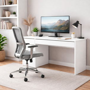 Scrivania Multifunzione Con 5 Cassetti Tavolo Trucco E Ufficio Moderna E Spaziosa Ideale Per Studio Camera E Home Office 143 x 120 x 55 cm Bianco