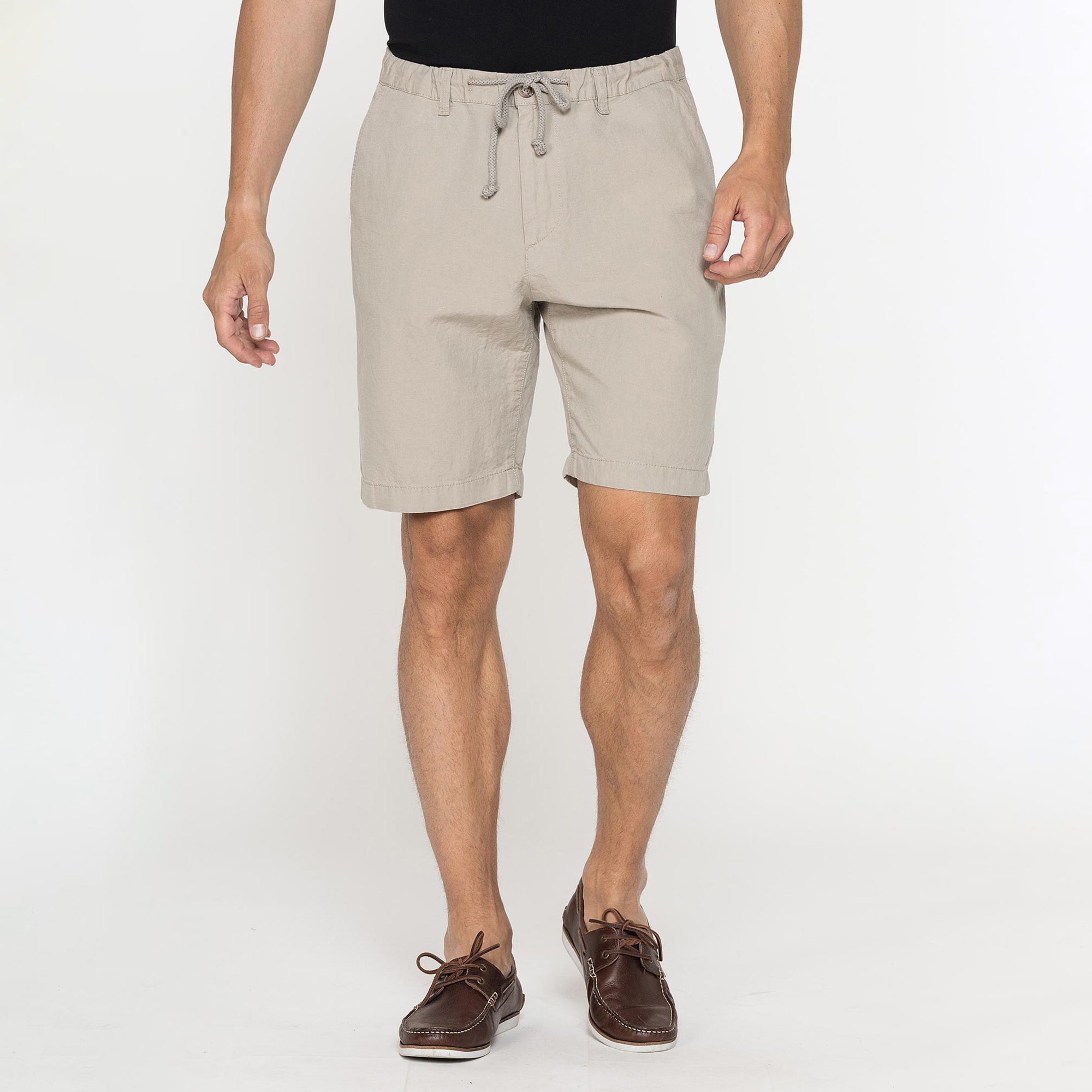 BERMUDA CHINO IN TESSUTO LINO E COTONE CON COULISSE