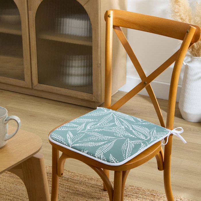 Galette de chaise Tropical 39x39cm imprimée vert foncé