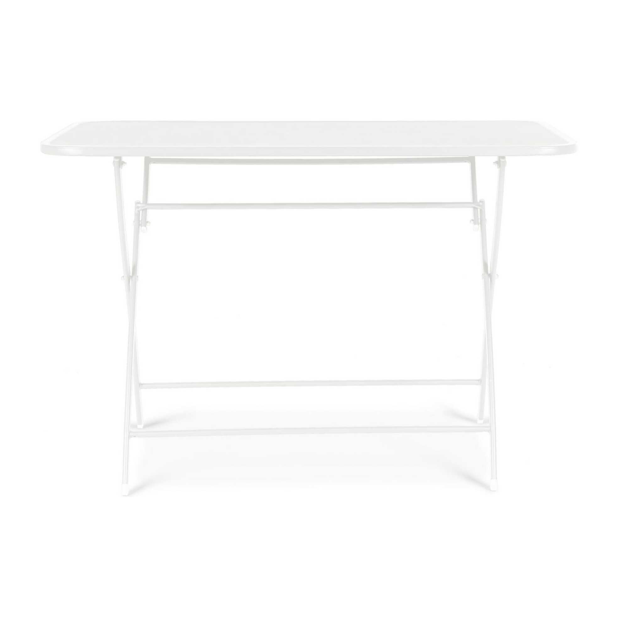 Tavolo rettangolare YVONNE in acciaio bianco, pieghevole, 110×70×72 cm