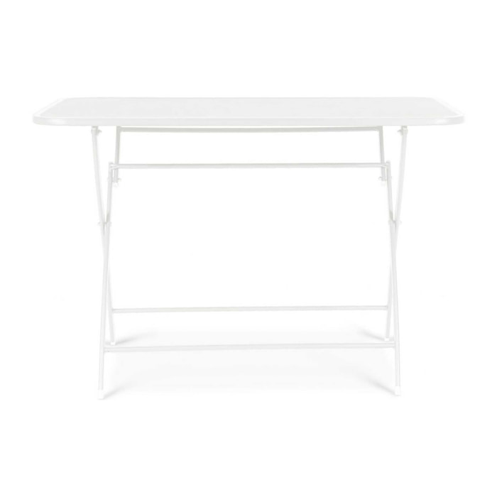 Tavolo rettangolare YVONNE in acciaio bianco, pieghevole, 110×70×72 cm