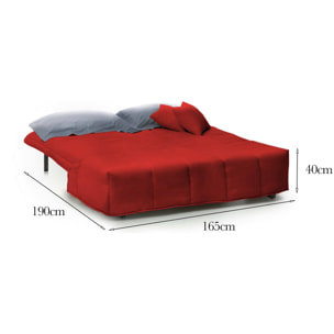 Divano Letto Allegra, Divano a 3 posti, 100% Made in Italy, Sofà Soggiorno con apertura a carrello, in tessuto imbottito, con cuscini inclusi, Cm 165x90h85, Rosso