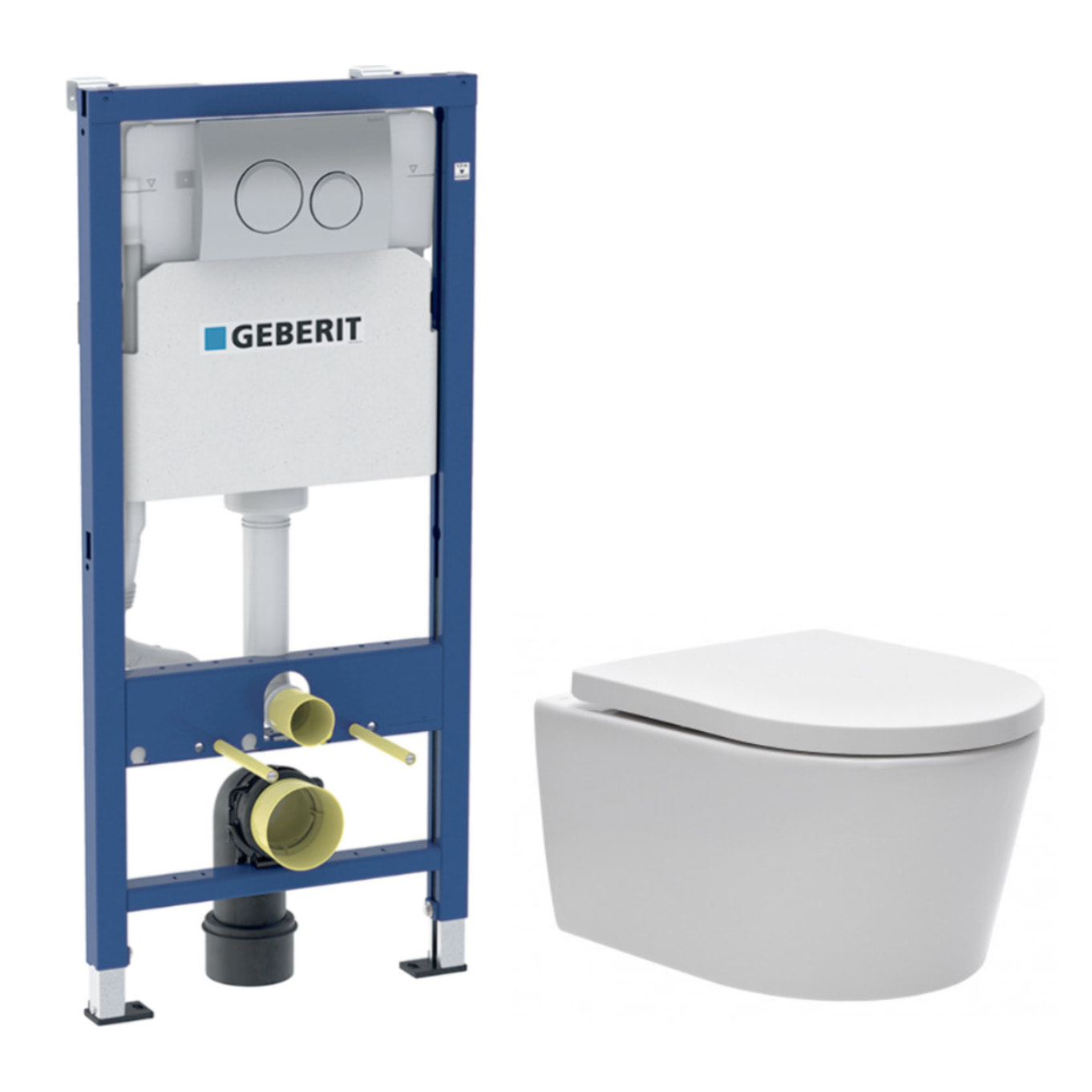 Duofix pack WC bâti-support + WC suspendu sans bride Swiss Aqua Technologies avec abattant SoftClose + plaque (GEBSTBRWR01-FR)