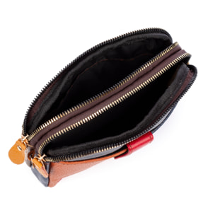 Attigliano bolso bandolera en piel auténtica Dollaro. Colores combinados aleatorios.