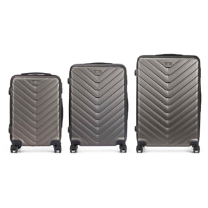 Set de 3 maletas trolley de ABS, ligeras y resistentes. Diseño escamas.