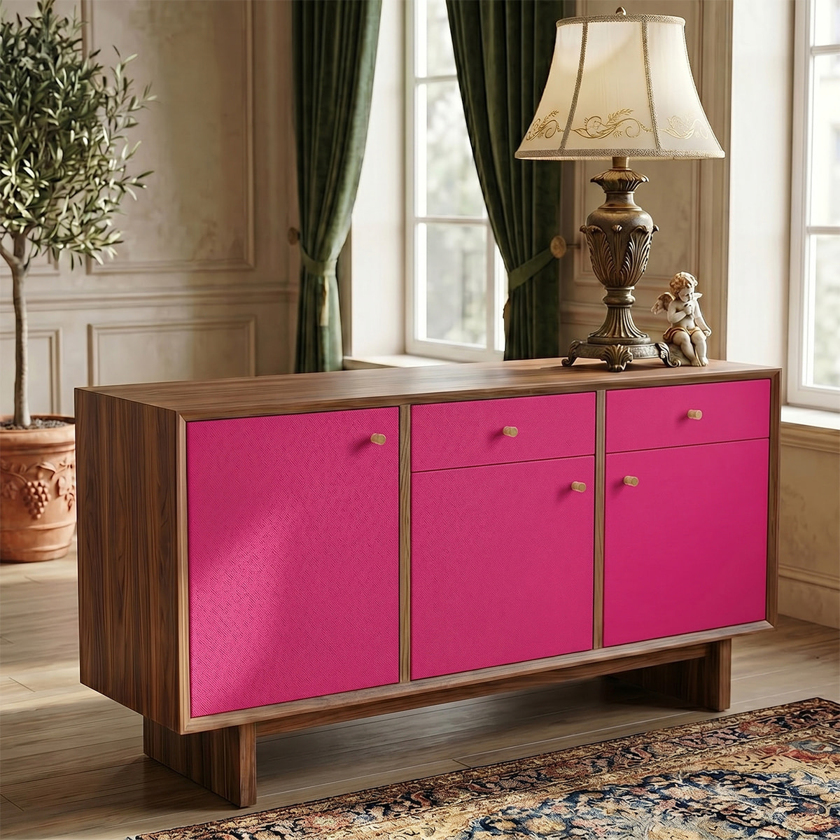 Rouleau adhésif décoratif Vinyle au Mètre - Fushia - Sticker Lavable Imperméable Mur Cuisine Meubles