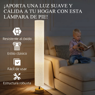 Lámpara de Pie Moderna Lámpara de Salón con Casquillo Máx. 40 W E27 Pantalla de Lino y Marco de Metal para Dormitorio Ø15x120 cm Gris