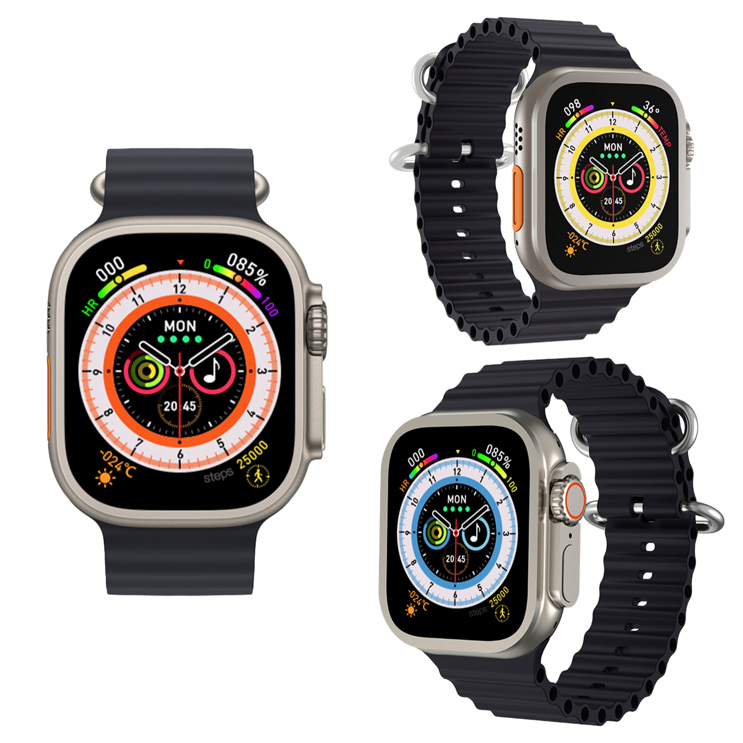 Smartwatch J68+ modalità sport e sensori di salute, avvisi di notifiche e chiamate bluetooth. Corona multifunzione.