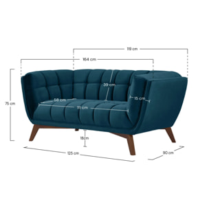 Canapé.2 places en velours bleu foncé - Mona
