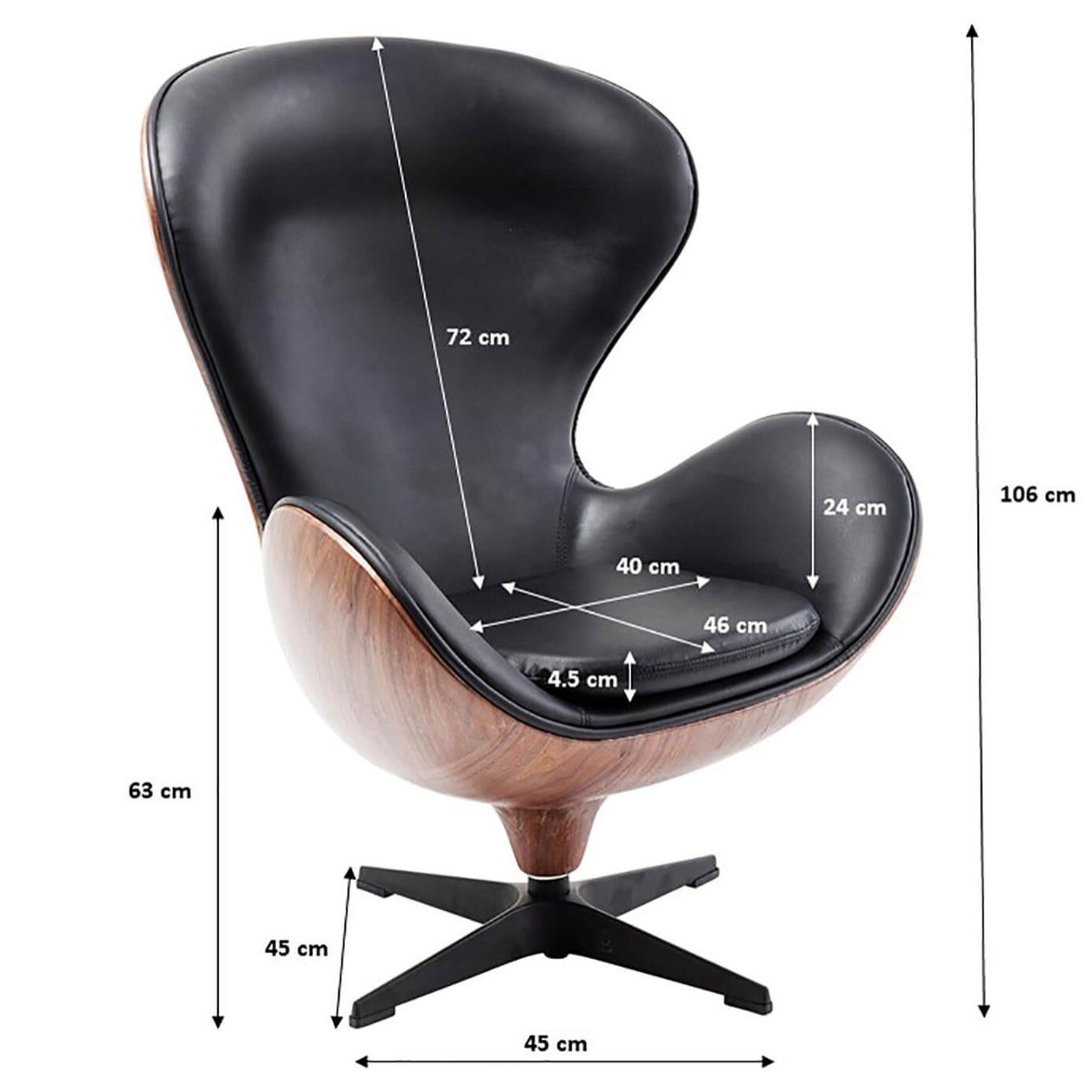 Fauteuil pivotant Lounge noyer Kare Design