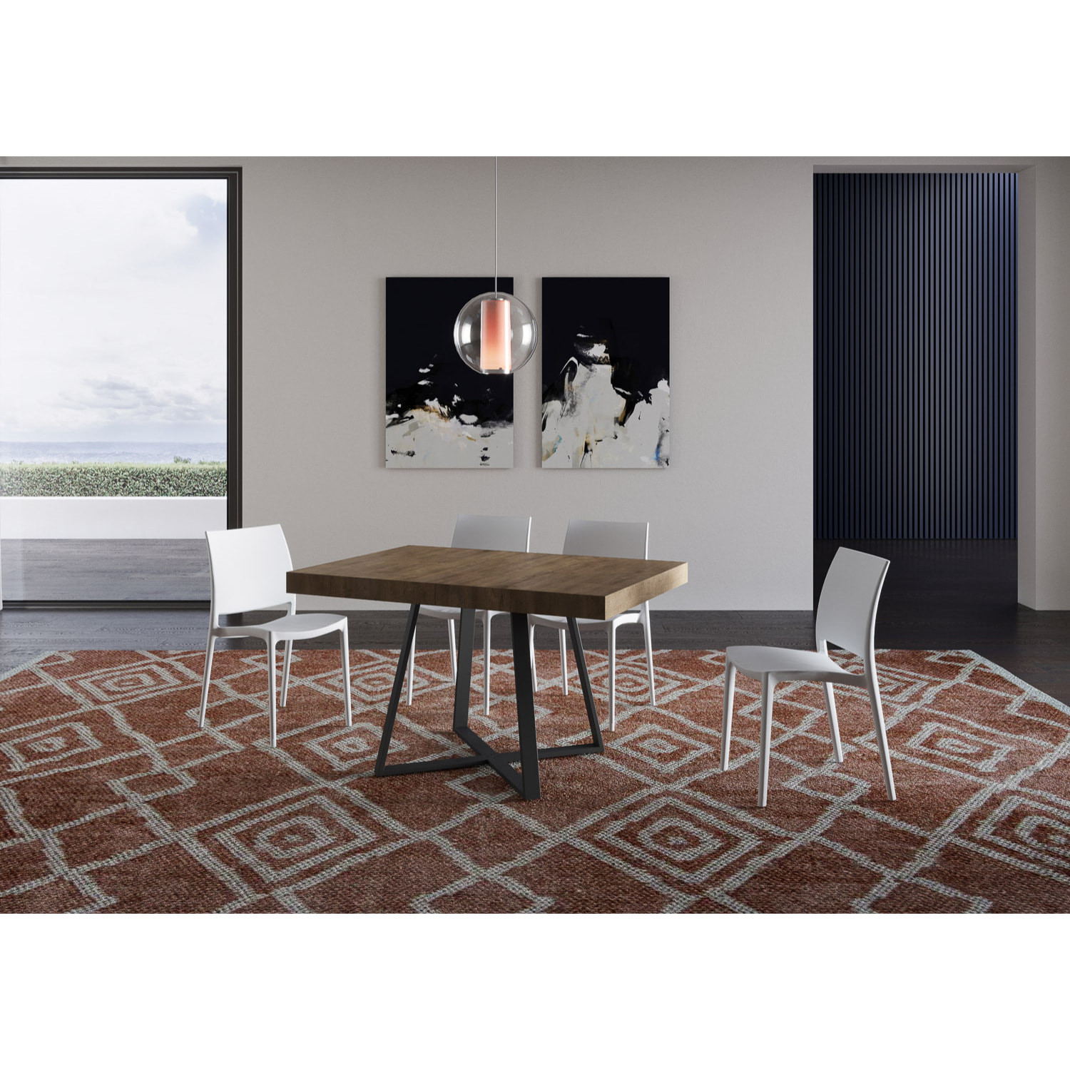 Tavolo allungabile 90x130/390 cm Abbraccio noce gambe antracite