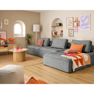 Marisol - module d'assise méridienne - velours texturé - Gris