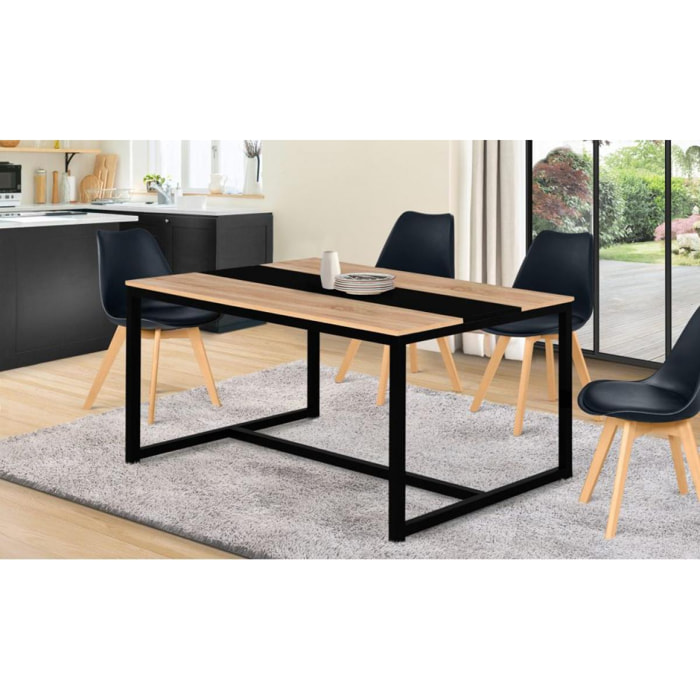 Table à manger Dover 6 personnes bande centrale noire 150 cm