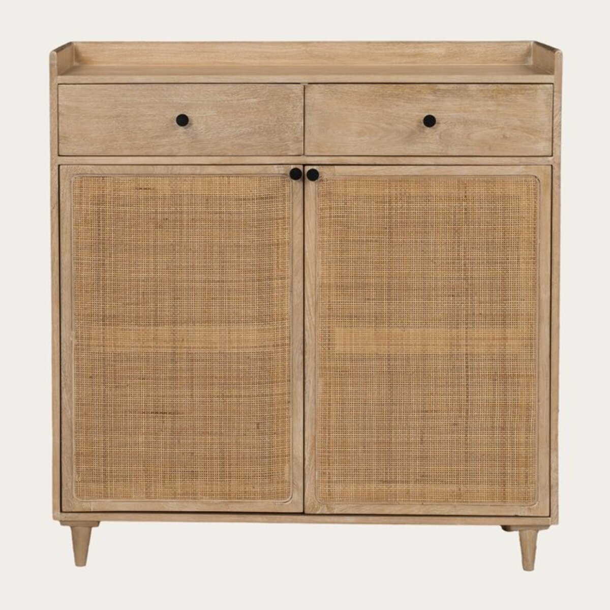 Meuble à chaussures Rocco -bois massif de manguier et rotin-couleur arabica 100 x 104 x 38 cm