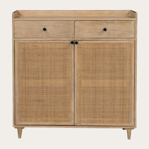 Meuble à chaussures Rocco -bois massif de manguier et rotin-couleur arabica 100 x 104 x 38 cm