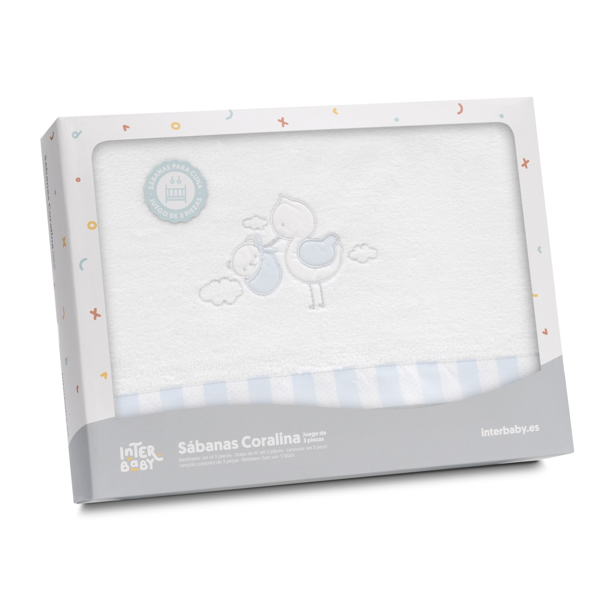 Triptico Coche Coralina Cigueña Oso Bco/Azul