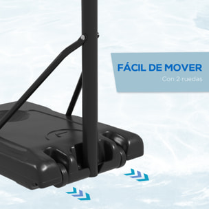 Canasta de Baloncesto de Exterior con Altura Ajustable 235-264 cm Aro de Baloncesto con Soporte Canasta de Baloncesto con Ruedas Base Rellenable Negro