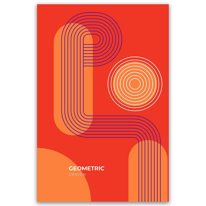 Tableau géométrique violet lignes rétro Toile imprimée