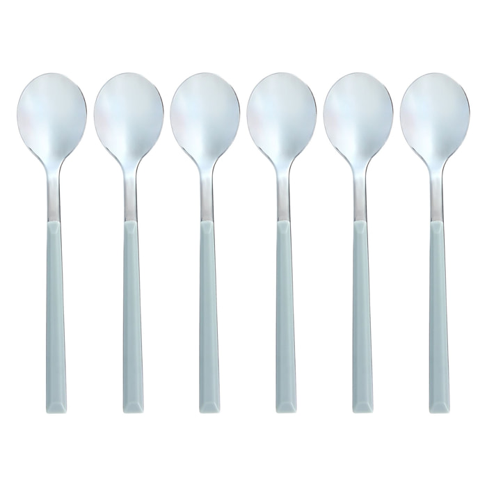 Lot de 6 cuillères à café grises en acier inoxydable COLORAMA