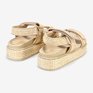 Sandalias plataforma beige en esparto