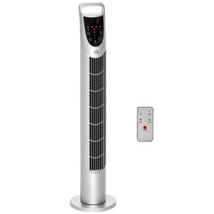 Ventilador de Torre Ventilador Vertical 40W con Mando a Distancia 3 Velocidades Temporizador 7,5h Oscilante 70° ÃƒËœ18x78,5 cm Plata