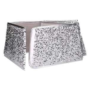 Copri base per albero di natale in tessuto pieghevole argento double face esagonale cmø68h25