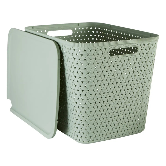 Panier "Tressy" en plastique sauge 28L