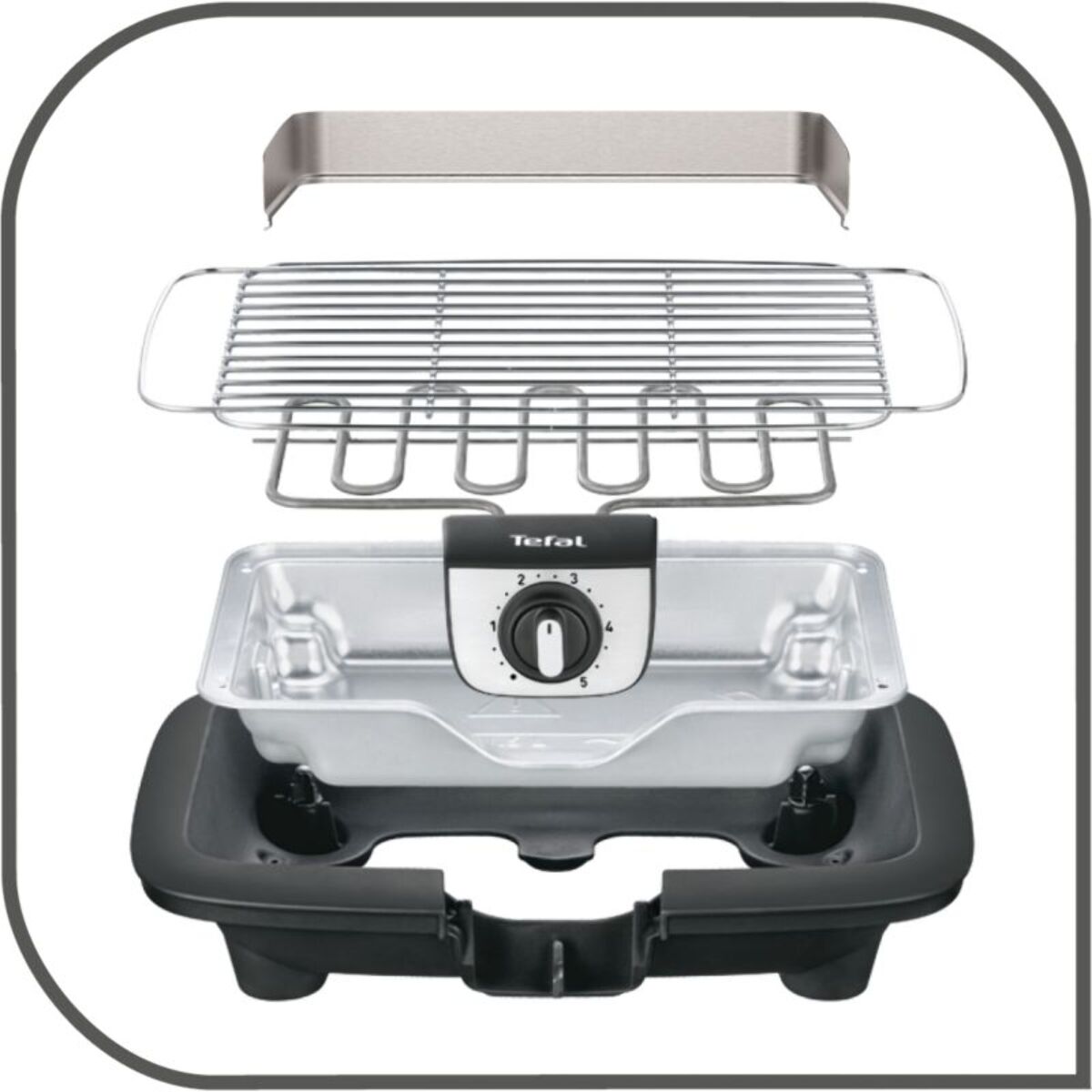 Barbecue électrique TEFAL BG90A810 Easygrill inox à poser, 37x23.5 cm