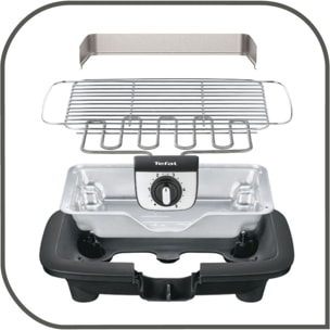 Barbecue électrique TEFAL BG90A810 Easygrill inox à poser, 37x23.5 cm