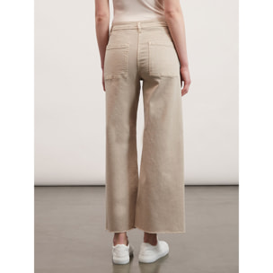 Motivi - Pantaloni cropped sfrangiati sul fondo - Beige