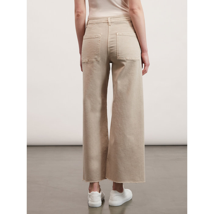 Motivi - Pantaloni cropped sfrangiati sul fondo - Beige