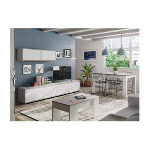 Mesa de centro elevable Low Cost Blanco Artik (Blanco Mate) - Gris Cemento