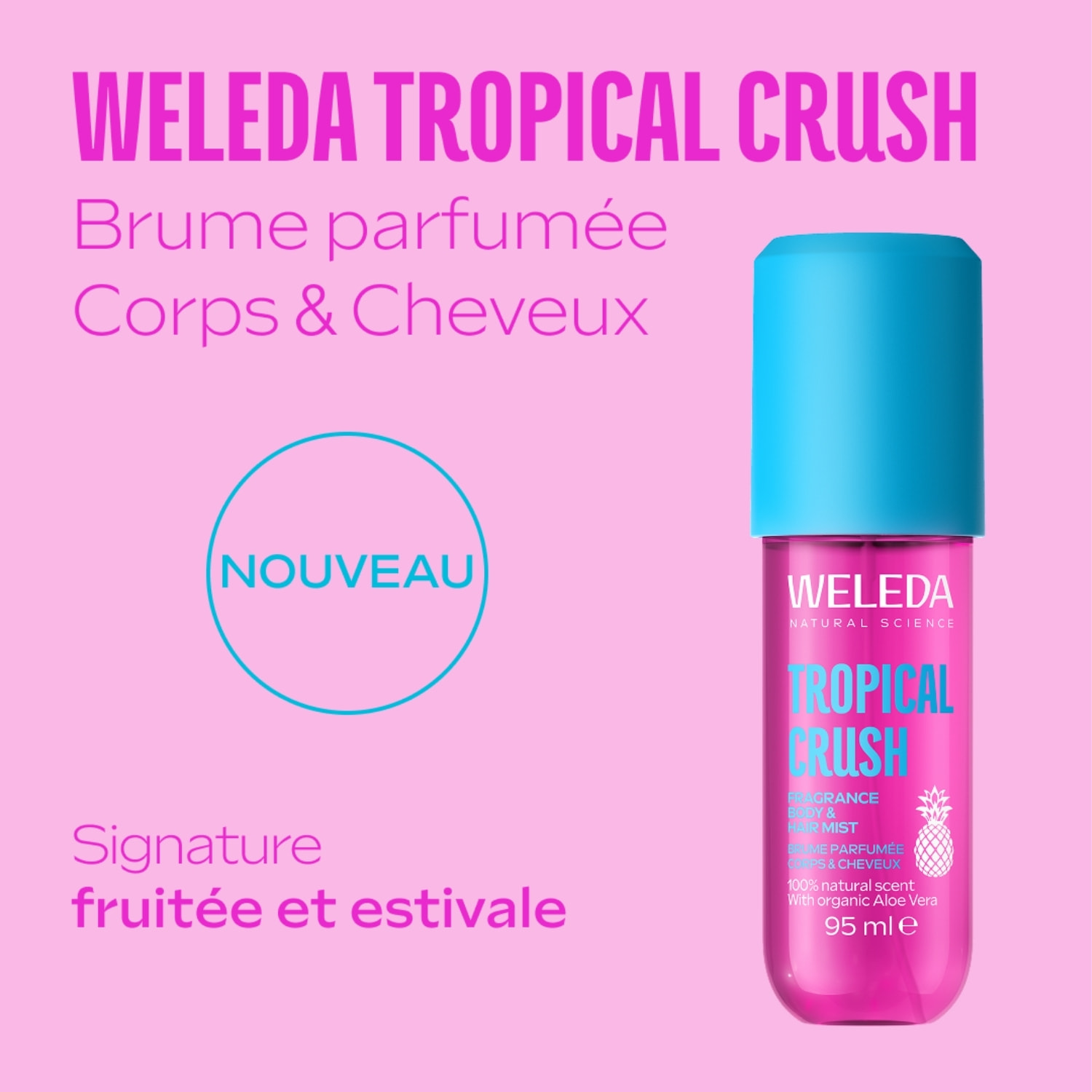 WELEDA - Brume parfumée corps & cheveux Tropical Crush 95ml - Brume Corps & Cheveux au parfum irresistible et ensoleillé - Rafraîchit la peau et les cheveux