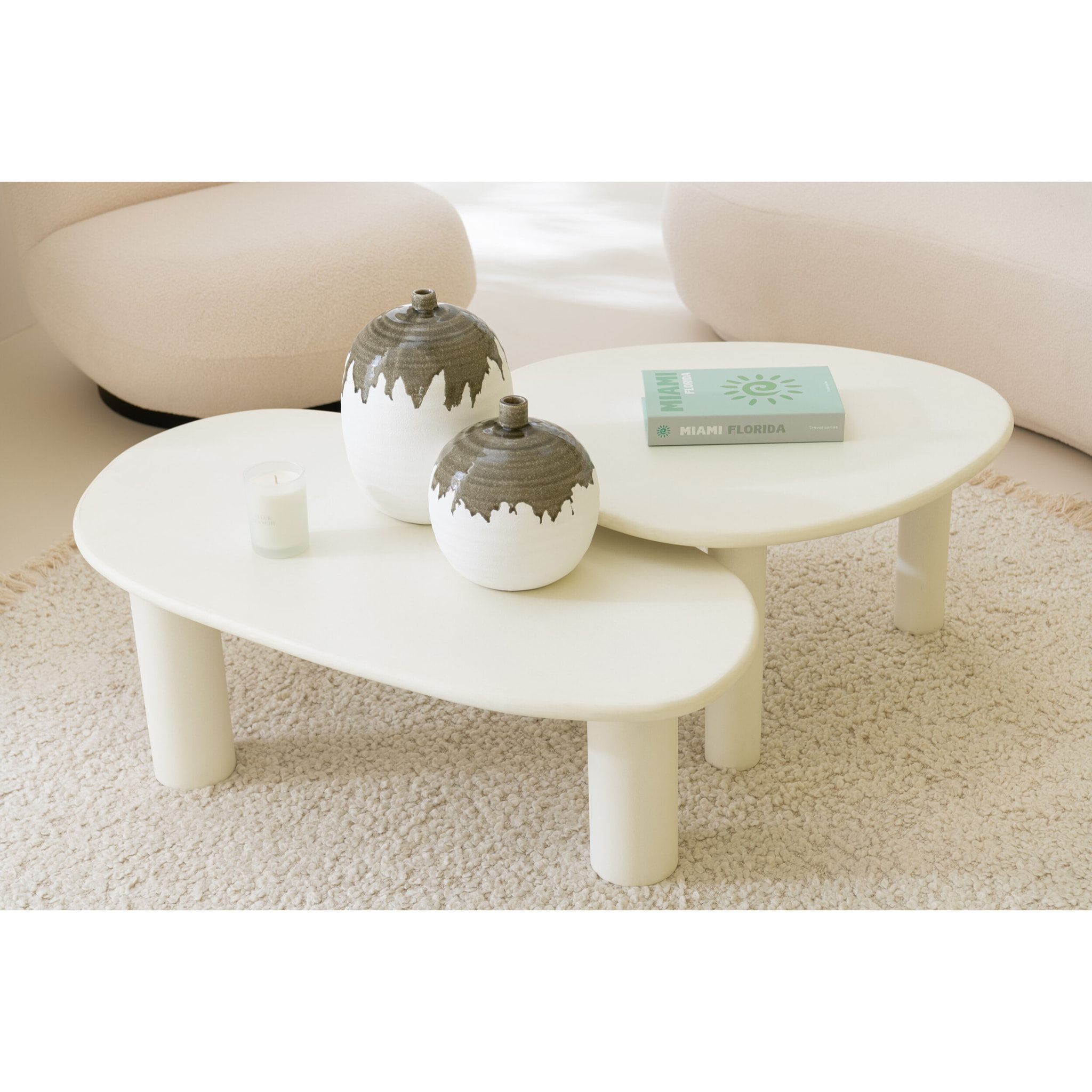 J-Line vase Olea Bouteille - vert olive/blanc - small