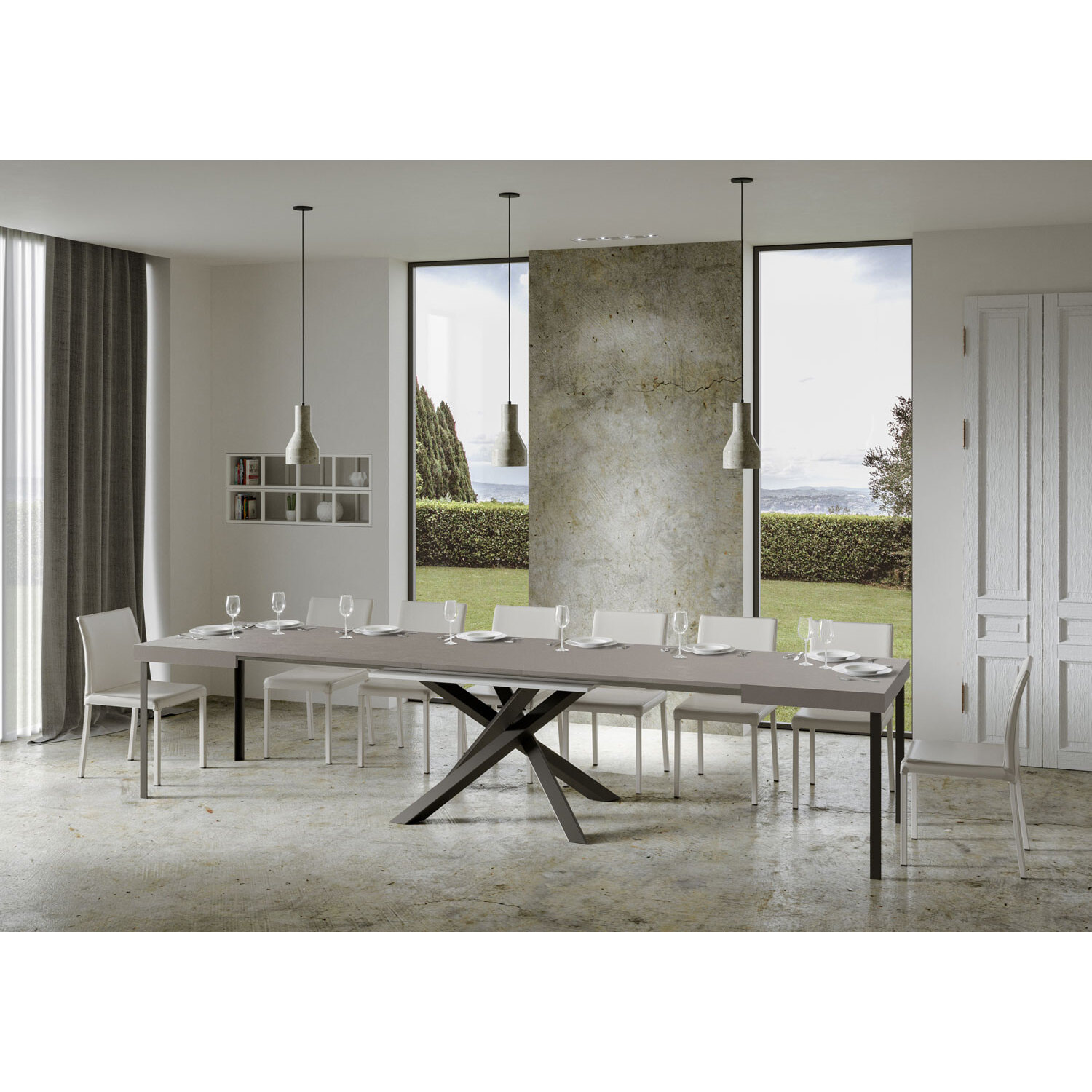 Tavolo allungabile 90x180/440 cm Volantis cashmere gambe antracite