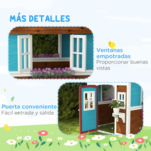 Casa de Jardín Infantil Casa de Madera para Niños con Puerta Ventanas Jardineras y Soportes de Flores 114x126,4x135 cm Marrón Oscuro