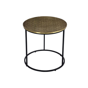 Table d'appoint ronde en laiton frappé et métal noir D45 cm FLOOR