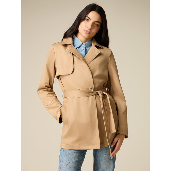Oltre - Trench effetto nabuk - Beige