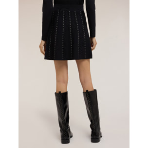 Motivi - Gonna corta in maglia con applicazioni - Nero
