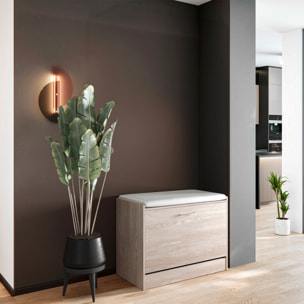 Panca Scarpiera Da Ingresso Salvaspazio Cuscino Anta Ribalta Seduta Imbottita In Ecopelle Soggiorno Casa Camera Ufficio 60 x 30 x 48 Cm Rovere