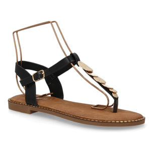 Sandalia de dedo con decoración en el empeine