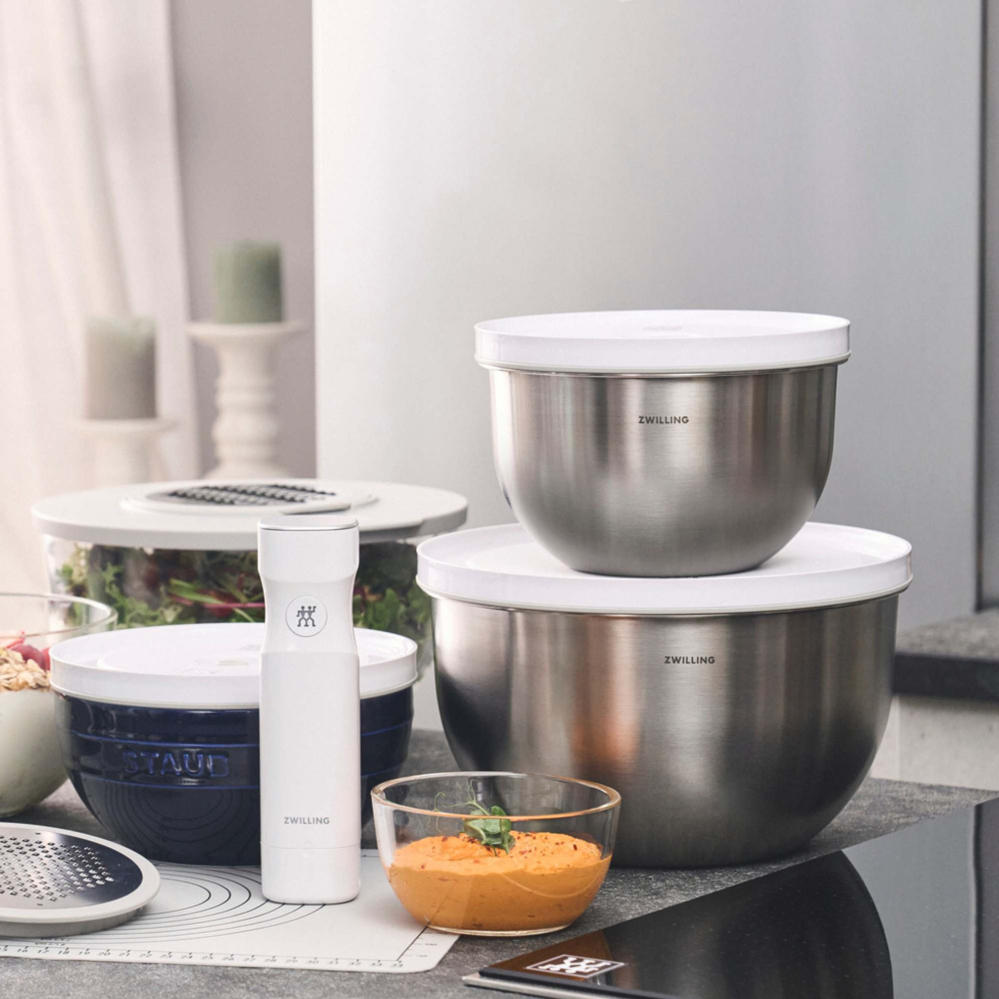 Set de bols S/M/L / 3-pcs, Acier inoxydable, Argent