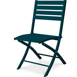 MARIUS - Chaise de jardin pliante en aluminium bleu canard