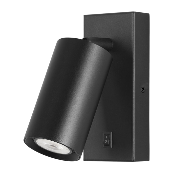FORLIGHT Era - Aplique de Pared para Dormitorio GU10. Luz de Lectura de Diseño Minimalista de Color Negro. Con Interruptor ON-O