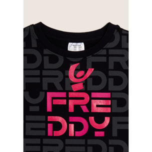 T-shirt Junior cropped con stampa FREDDY all-over