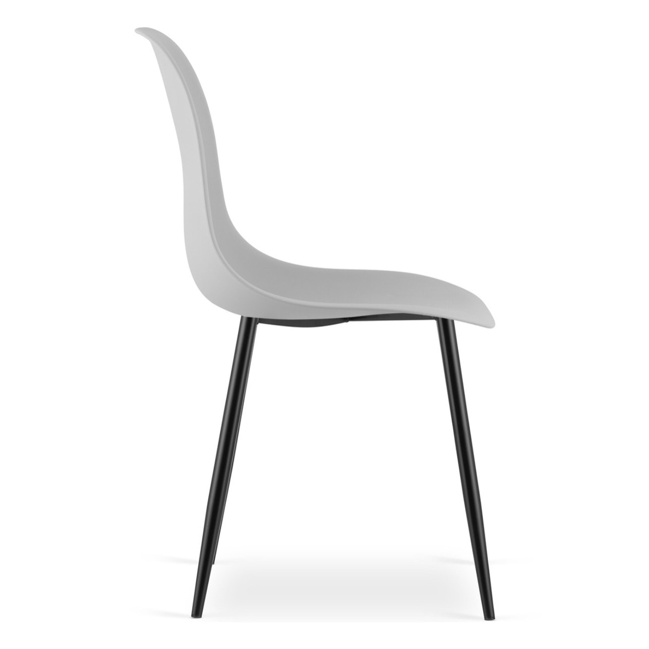 Sedia scandinava WAT grigia con gambe in metallo nero