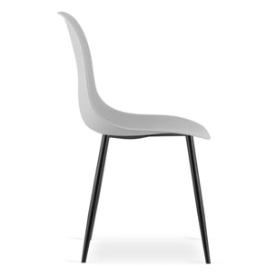 Sedia scandinava WAT grigia con gambe in metallo nero