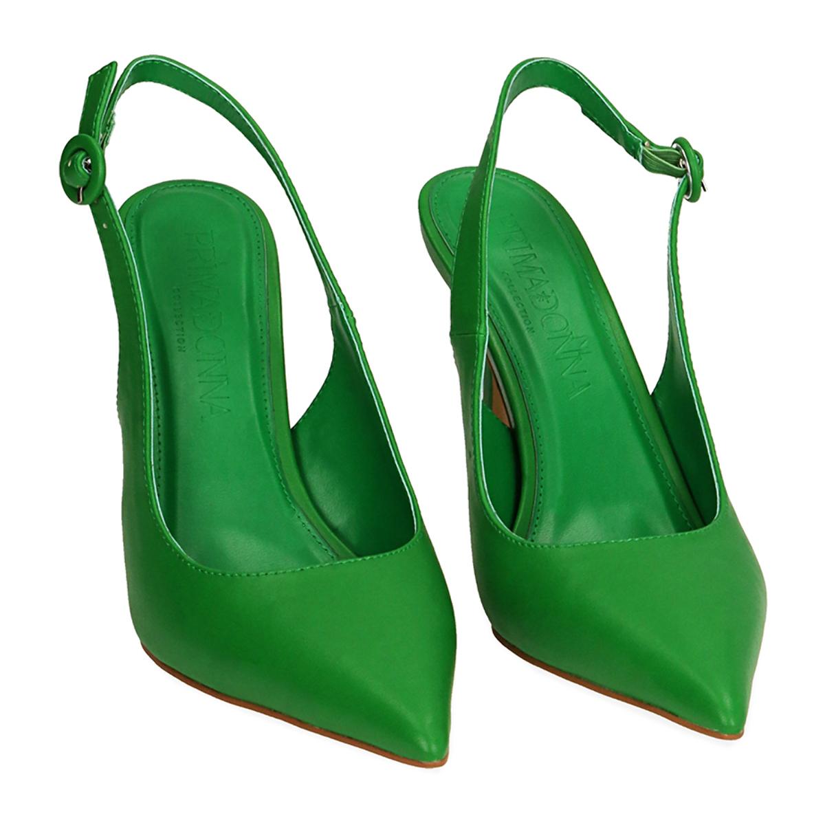 Slingback verdi, tacco 9,5 cm