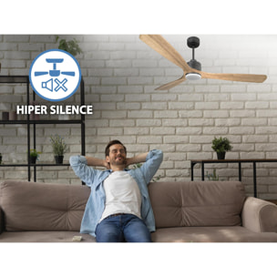 Ventilateur de plafond Réversible  Thermostat Dimmable Wifi Moteur à courant continu Toits en pente Télécommande Lumière à trois tons Hypersilence Mémoire
