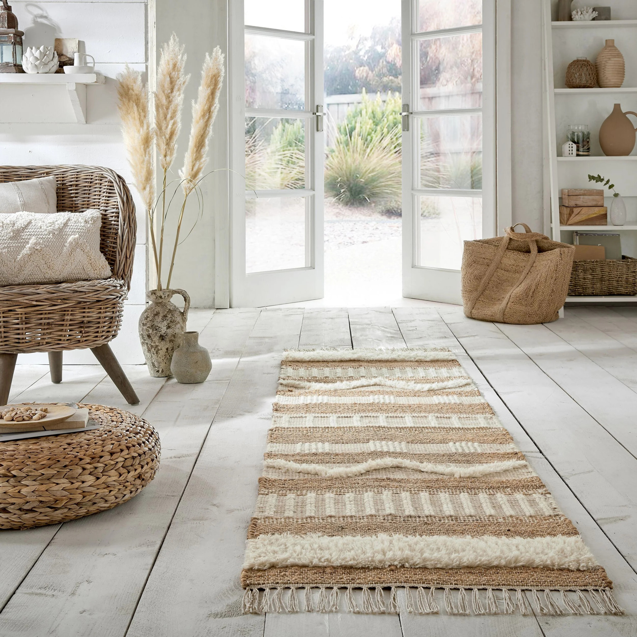 Tapis en jute de couloir MEDINA Ivoire